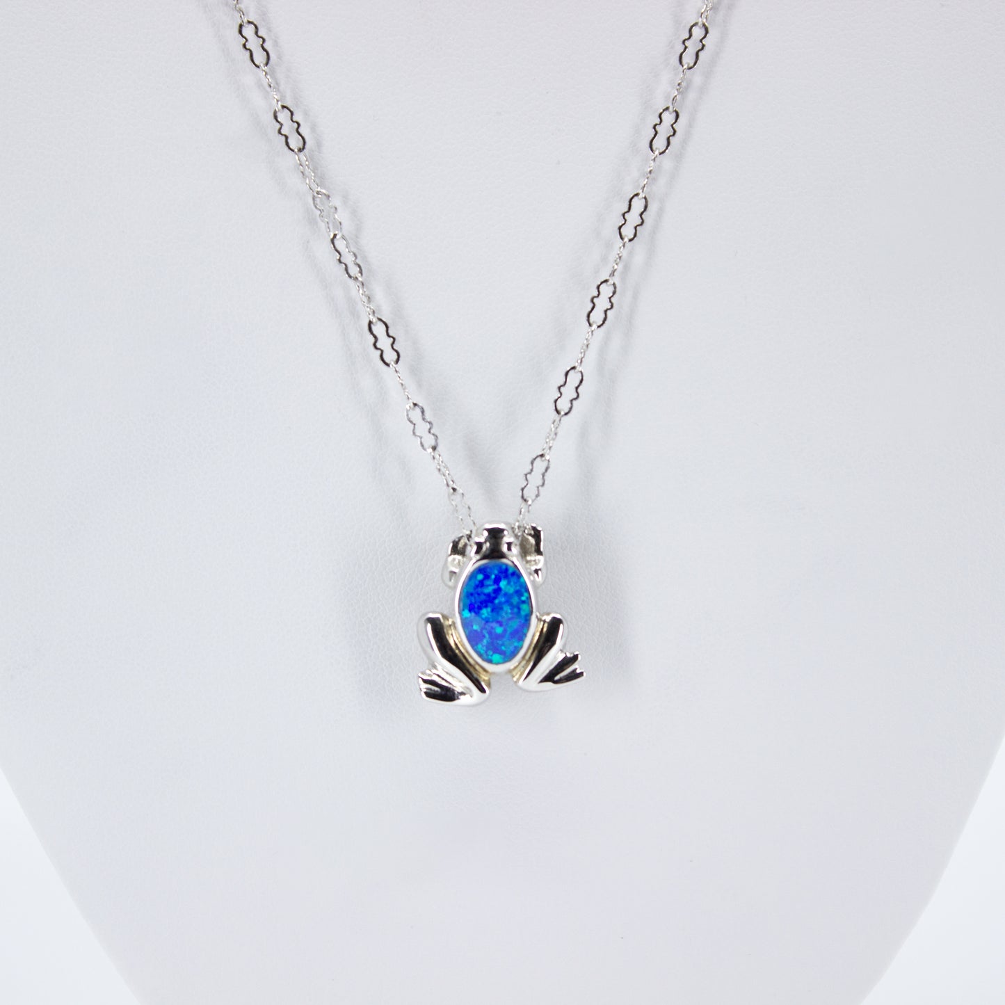 Opal and Silver Frog Necklace