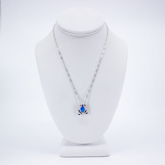 Opal and Silver Frog Necklace